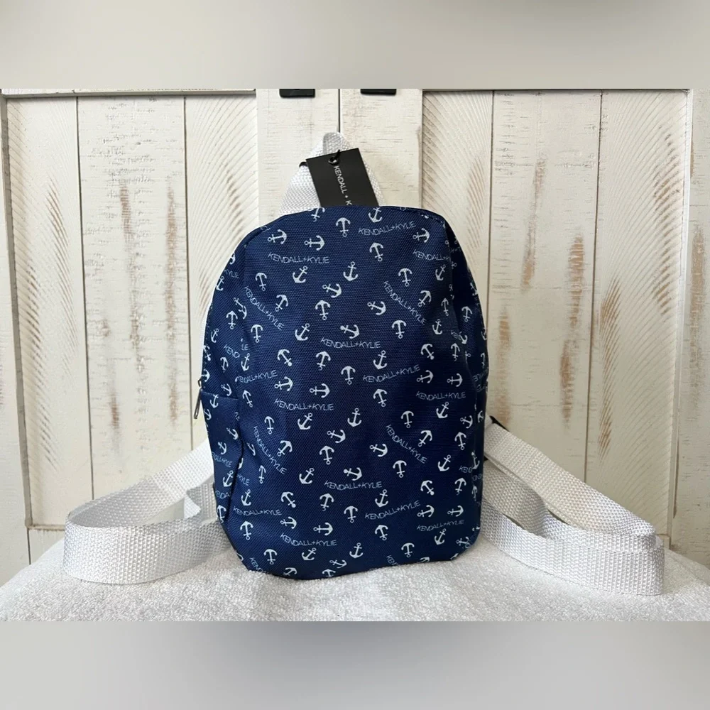KENDALL & KYLIE mini Anchor backpack blue with white anchors